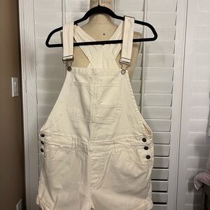 RSQ Beige Overalls with Stitch Accents